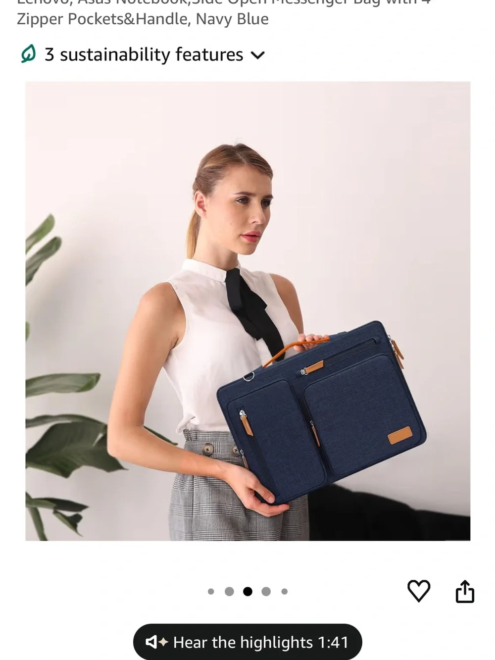 Navy Shoulder Tech Bag with Tan Accents